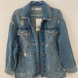 Zara Ripped Jean Jacket